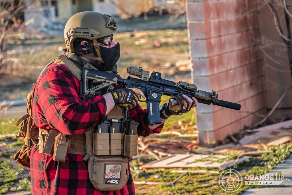 Airsoft player wearing a plate carrier